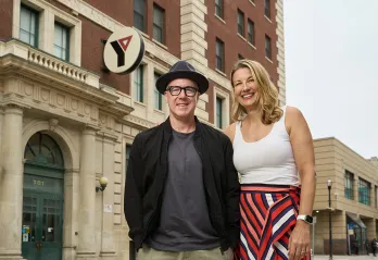 Heart of the City Co-chairs, Ace Burpee and Kristie Pearson, outside the historic Downtown Y