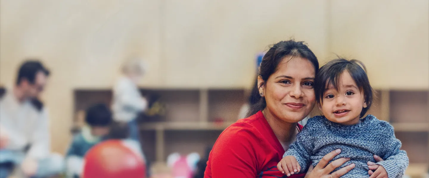 Woman with Toddler in Gym