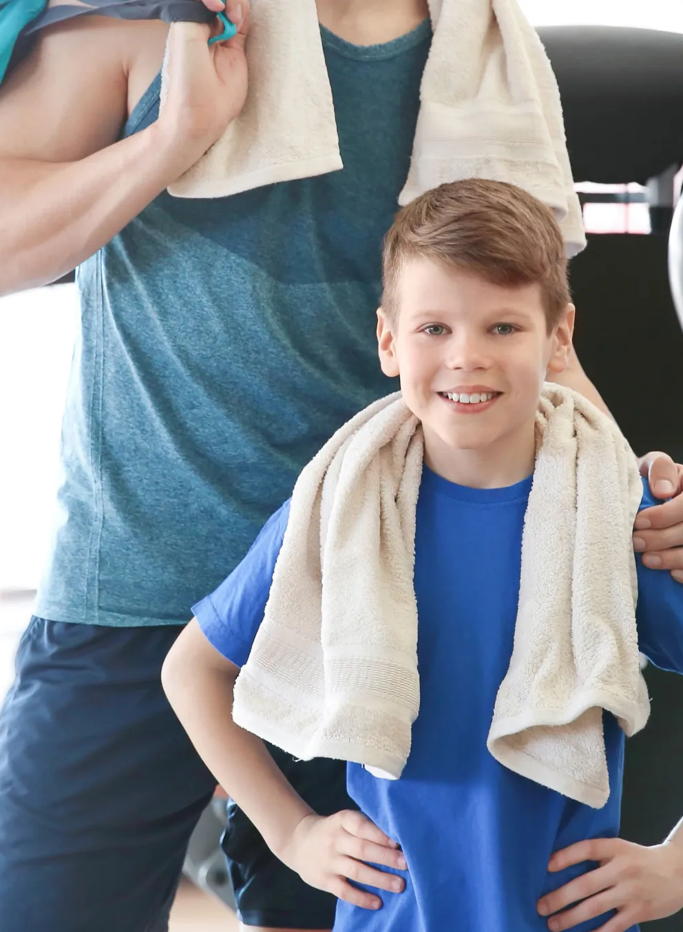 boy and man in the gym