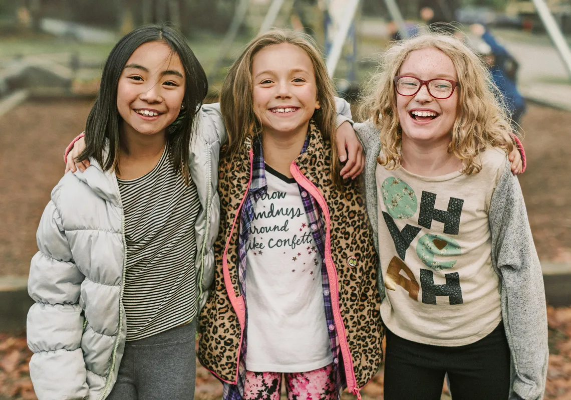 Trio of Happy Girls Outside