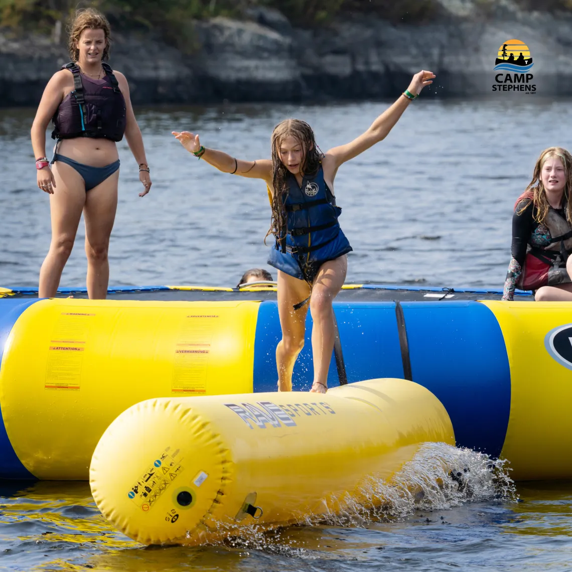 camper on floating raft