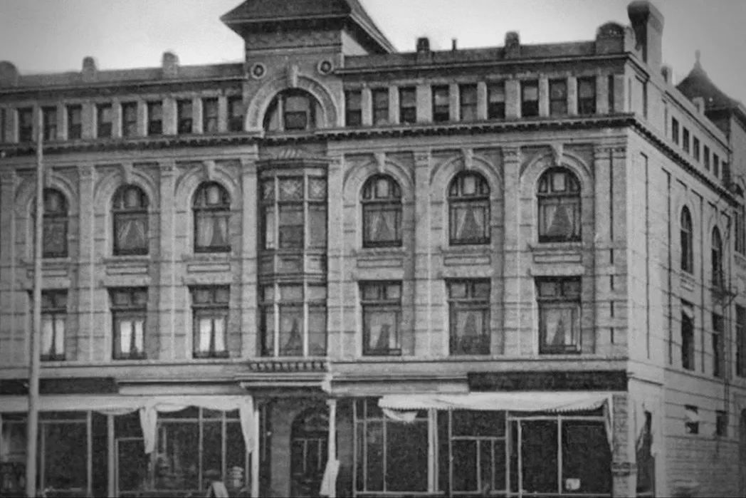 black and white image of the old downtown Y