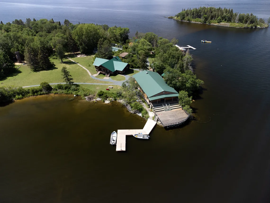 Overhead view of Camp Stephens island